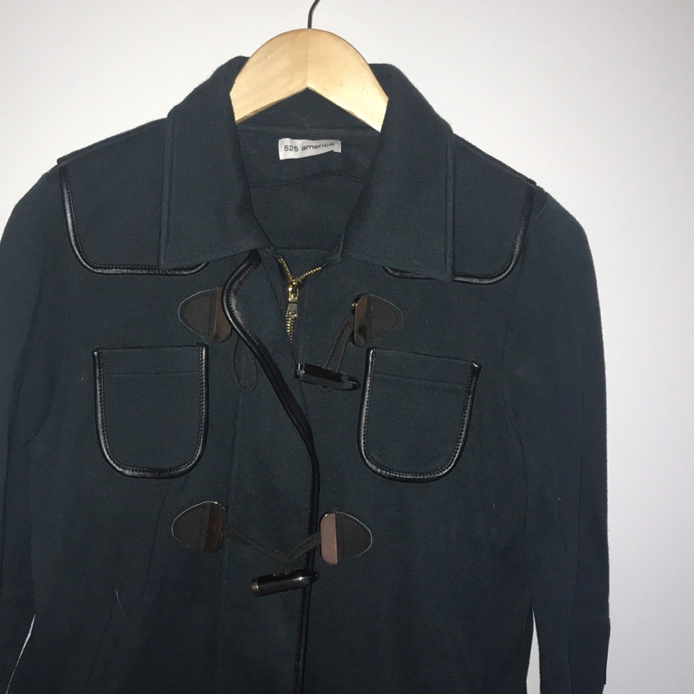 Knit Jacket with Faux Leather Accents
